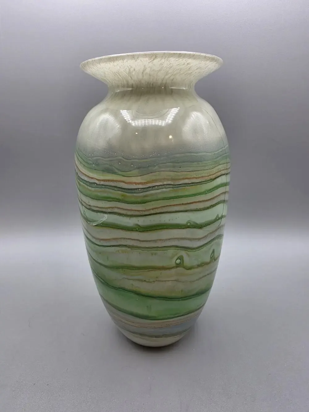 Vintage Nourot Early Art Glass Vase Cased Glass Signed Dated 1979 Green